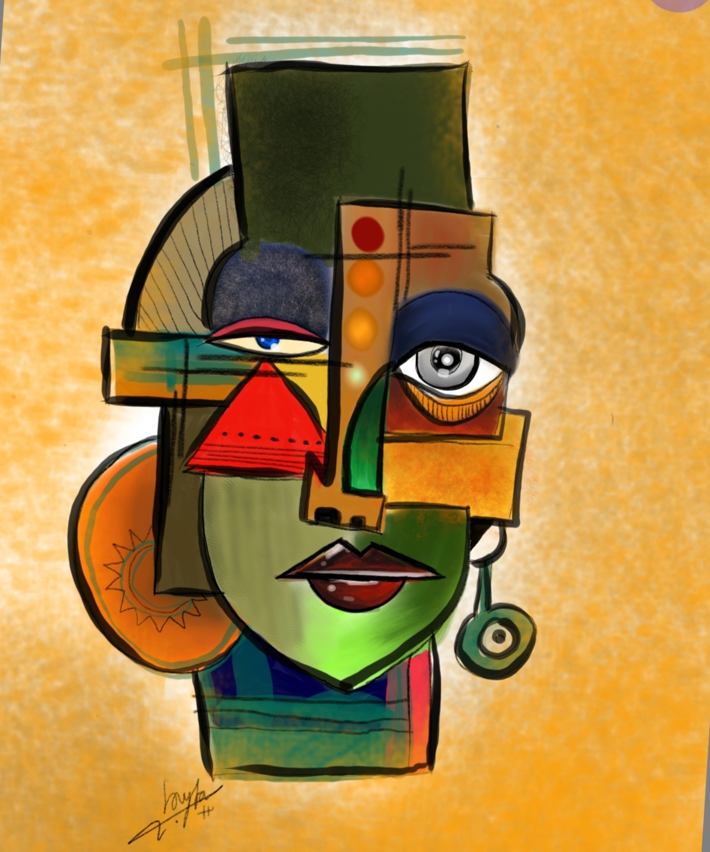 لوحة فن تجريد (العنقاء)