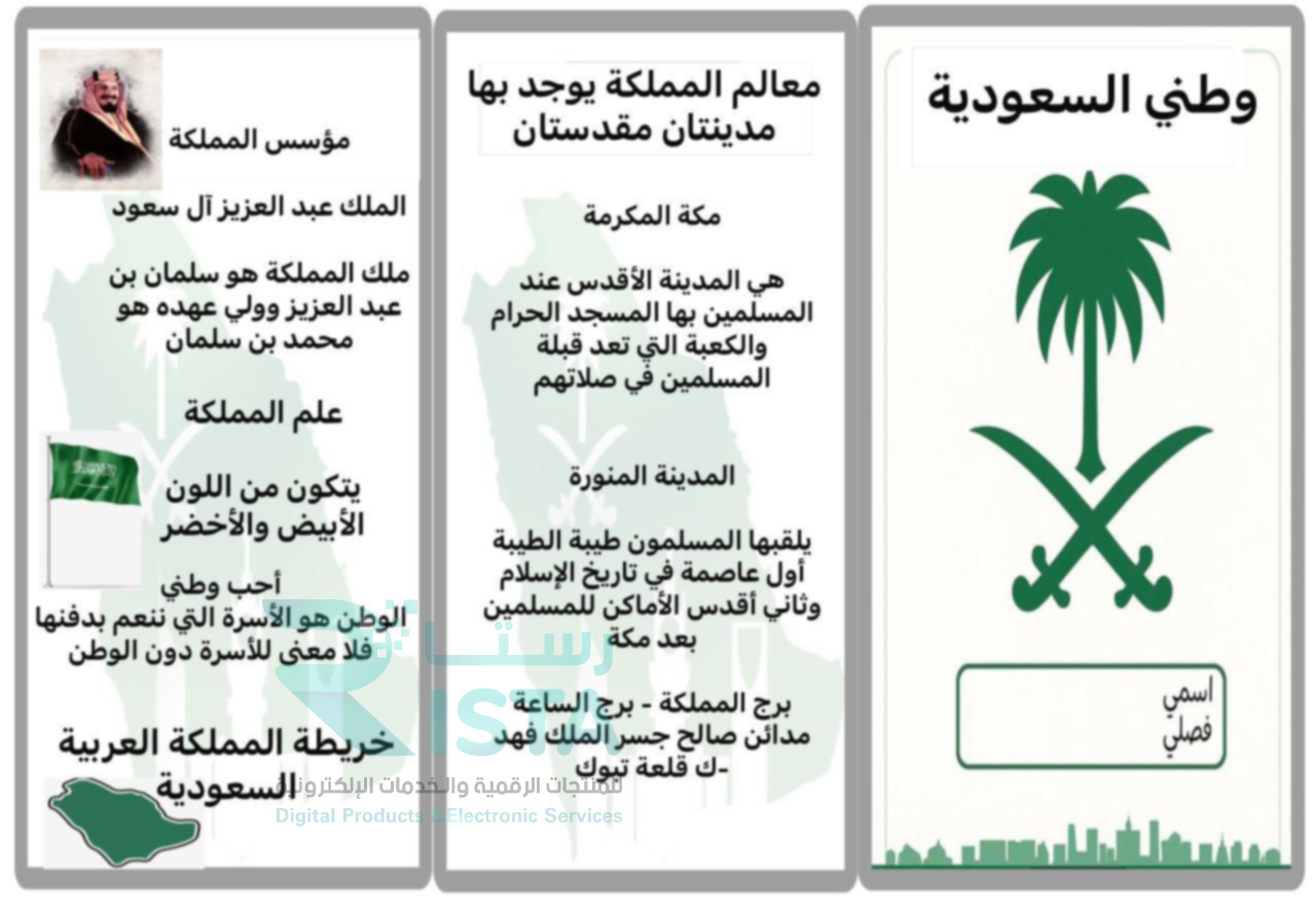 مطوية وطني السعودية لغتي الثاني الإبتدائي