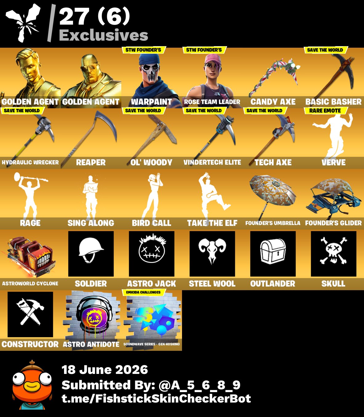 حساب فورت نايت 271 Skins 🔷🤩.