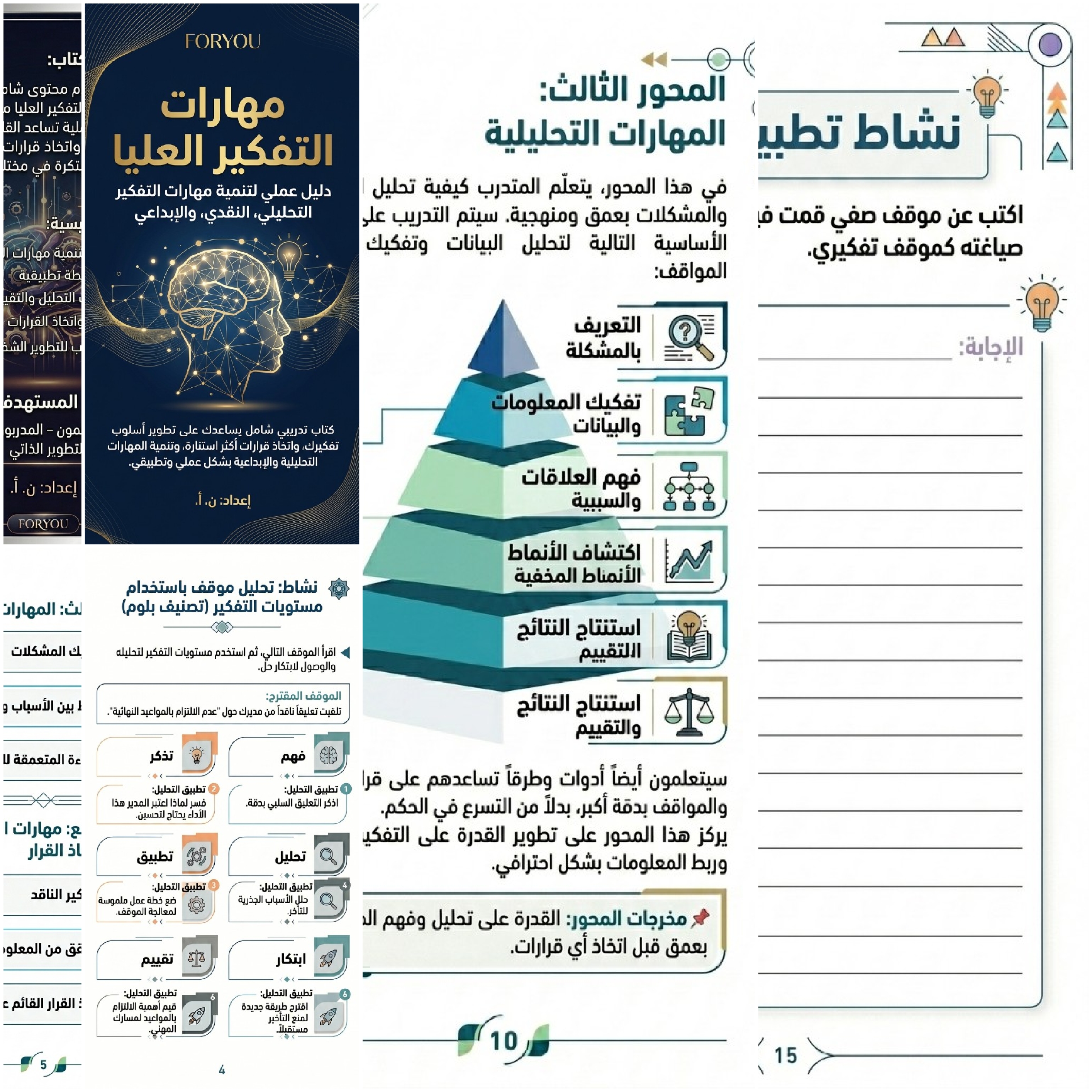 ورشه عمل دليل مهارات التفكير العليا، طوّر عقلك وارتقِ بأسلوبك في التعلم واتخاذ القرار