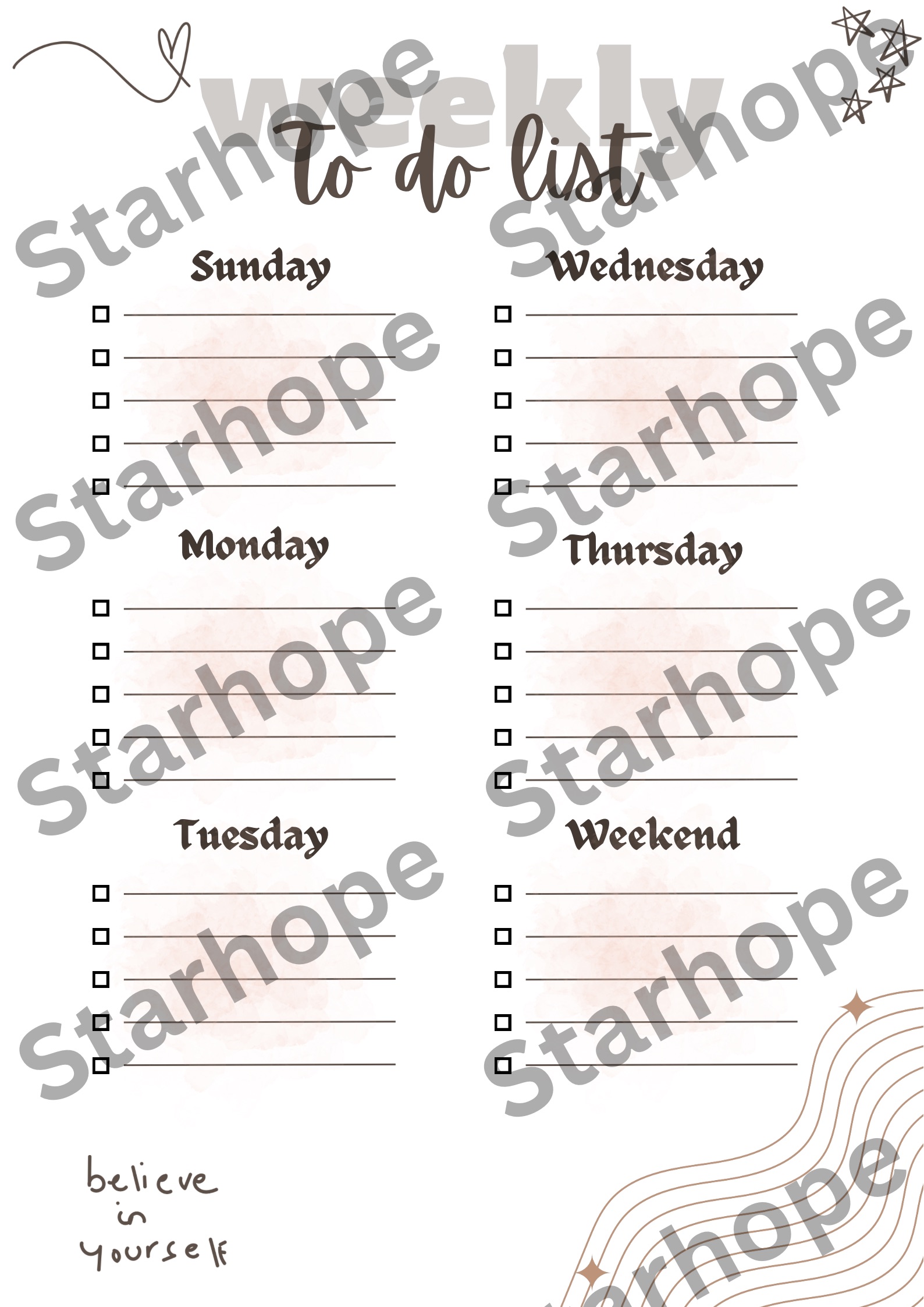 قائمة مهام اسبوعية