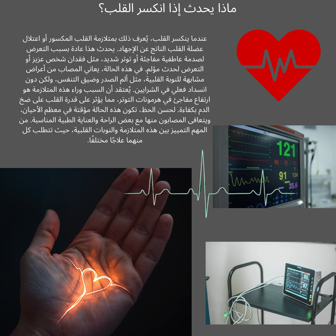 ماذا يحدث إذا انكسر القلب؟ يُقدّم هذا الكتاب الإلكتروني الشامل شرحاً علمياً مُيسَّراً لـمتلازمة القلب المكسور (Takotsubo Cardiomyopathy)، إذ يستعرض بدقة أسبابها وأعراضها وأساليب التعافي منها، مما يُمكّن القارئ من فهم هذه الحالة الصحية الدقيقة بصورة واضحة