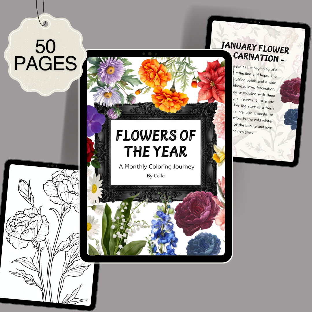 Flowers of the Year: A Monthly Coloring Journey