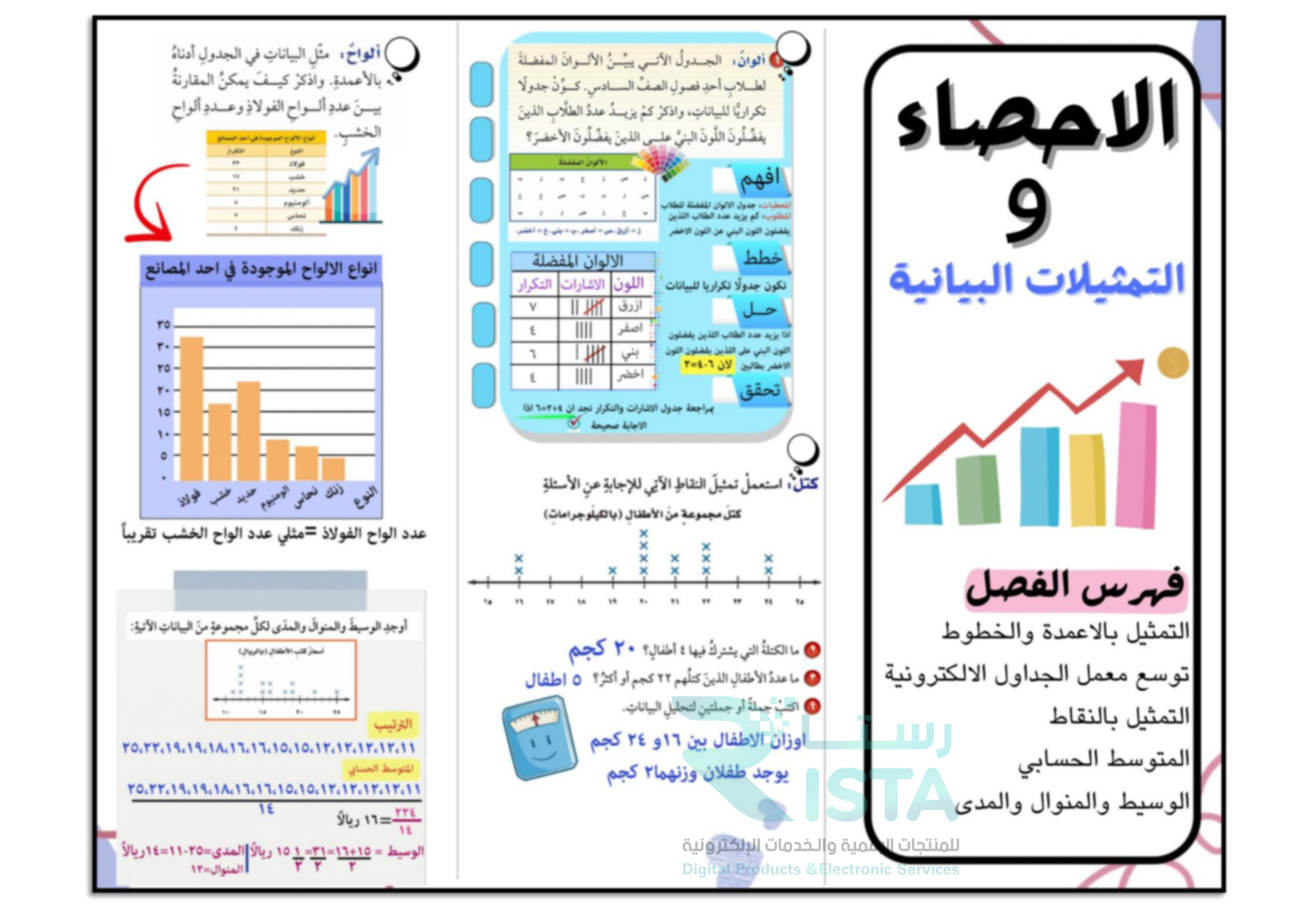 مطوية الإحصاء رياضيات سادس ابتدائي الفصل الاول