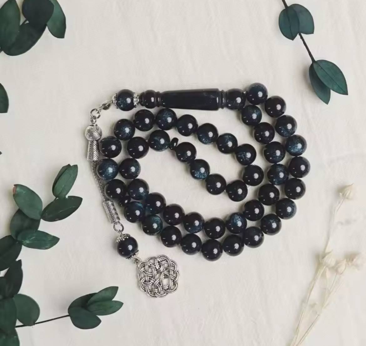 مسبحة إسلامية 10 ملم 45 أكريليك تقليد شمع العسل ضوء النجوم سوار أذن واحد TASBIH ، مسبحة صلاة في الشرق الأوسط