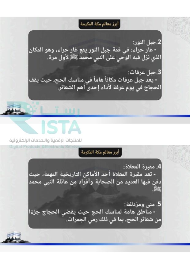 مطوية مشروع الوحده الاولى التحدث عن احد المعالم مهارات رقمية رابع ابتدائي  الفصل الدراسي الثاني