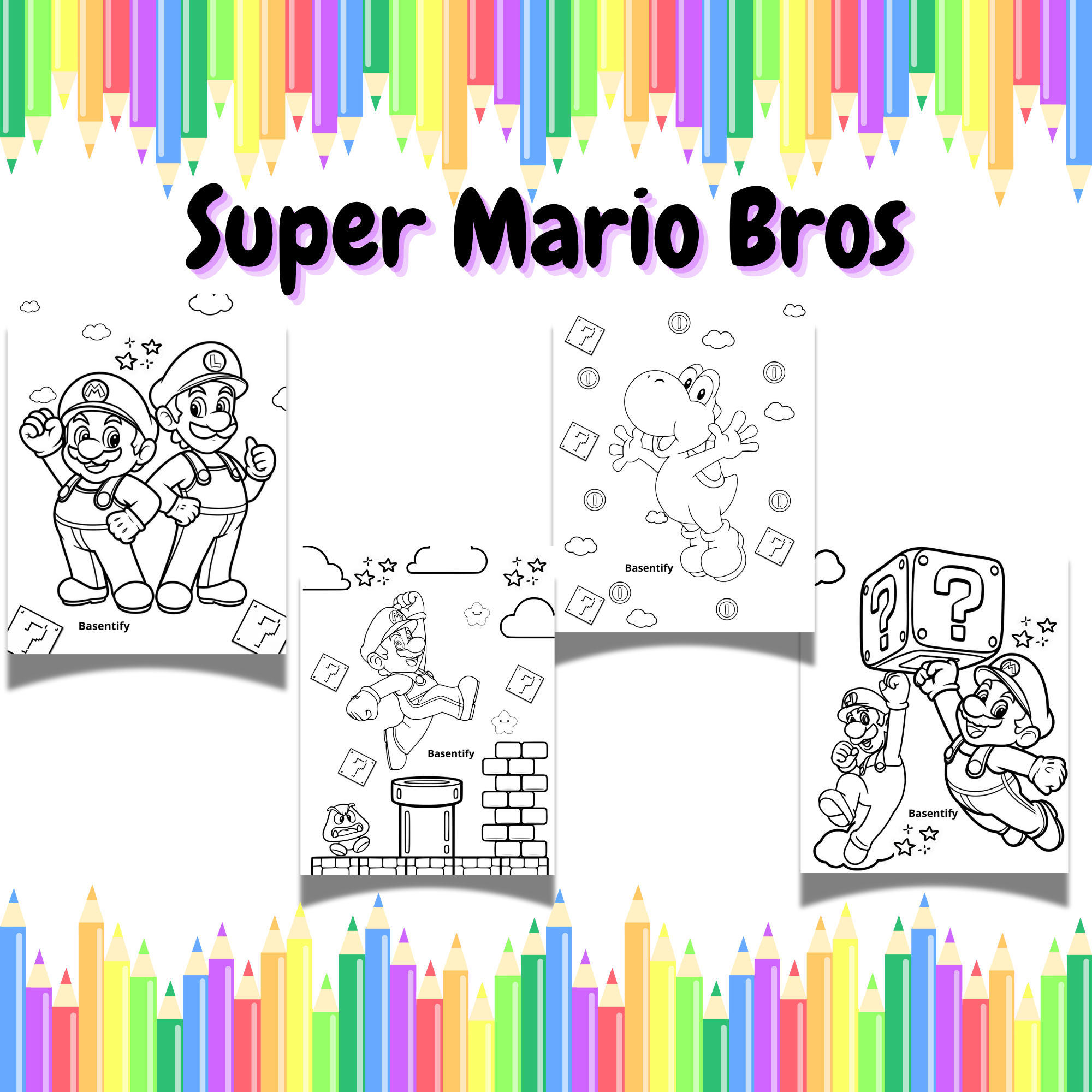 كتاب أنشطة وتلوين سوبر ماريو للأطفال – ٤٠ صفحة جاهزة للطباعة