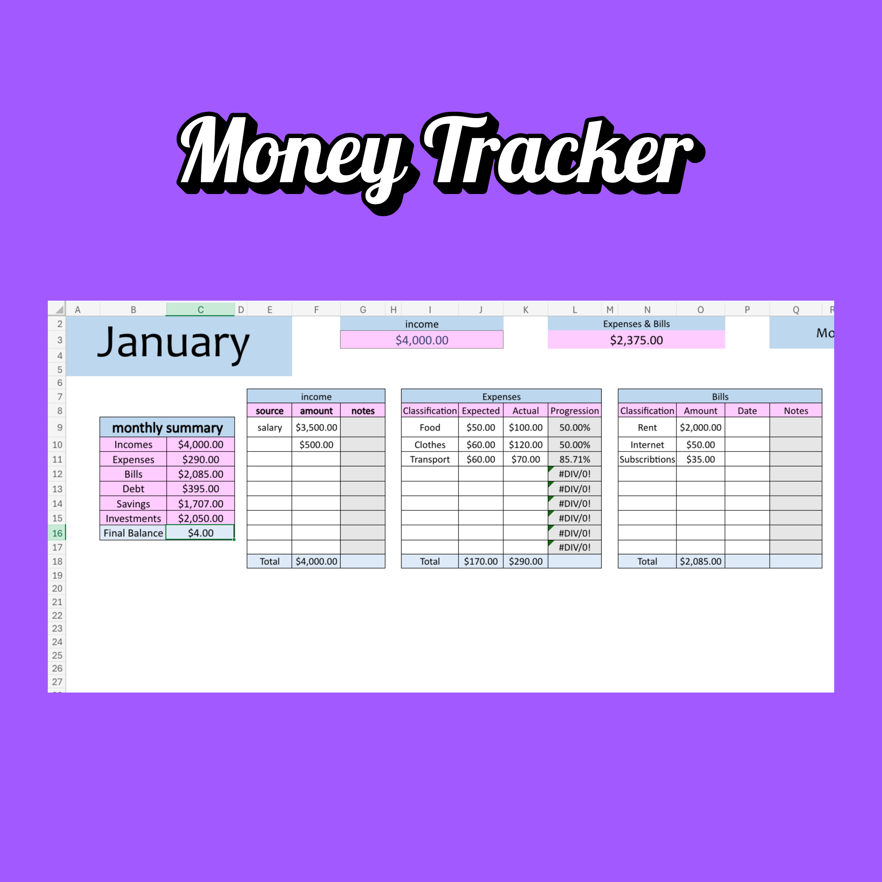 جداول اكسل لإدارة الميزانية💰