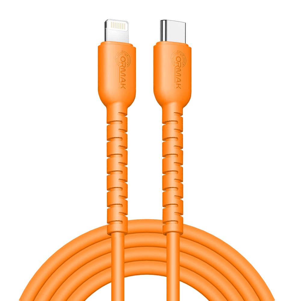 كيبل شحن أورماك تايب سي & آيفون - برتقالي HA-K146
