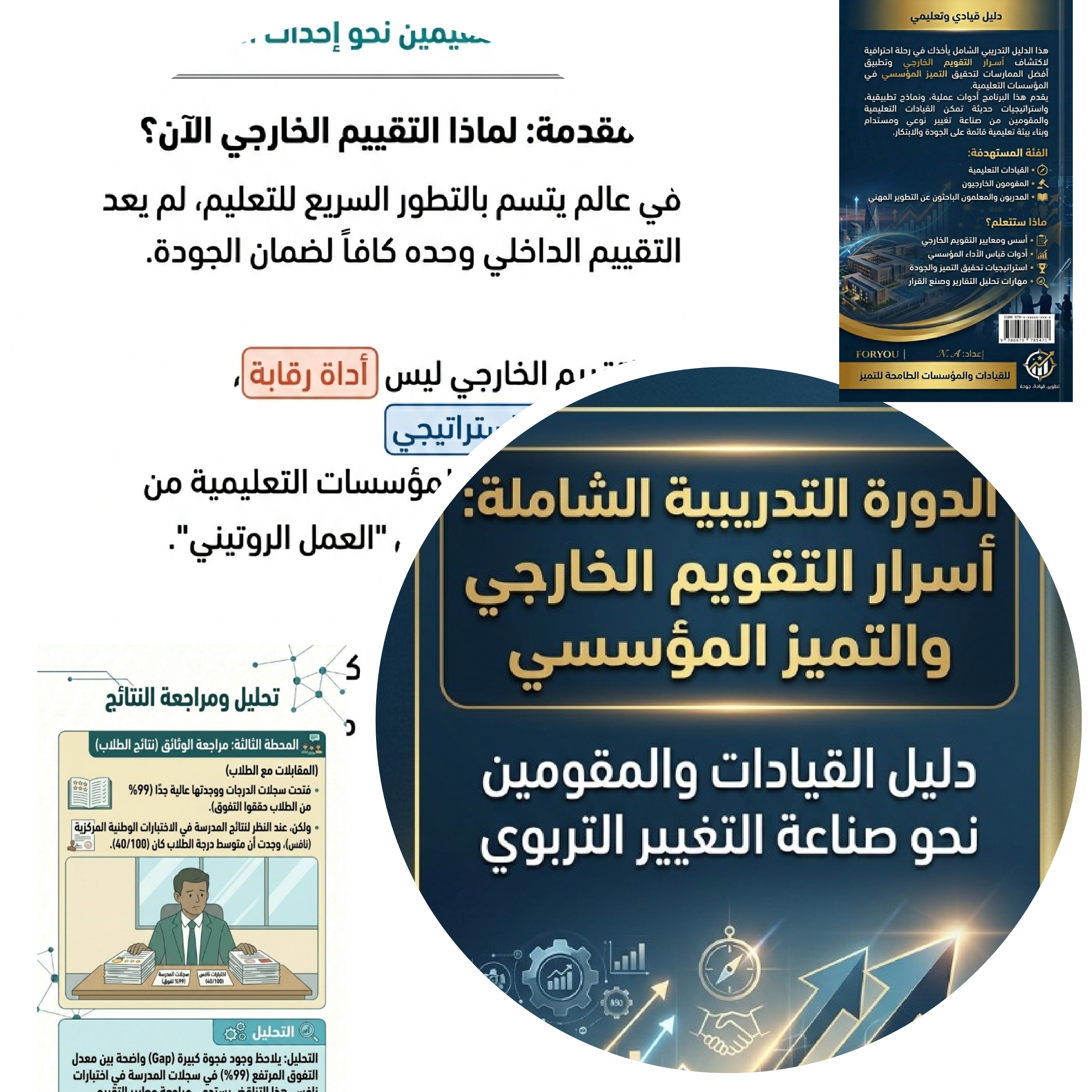 الدورة التدريبية. أسرار التقويم الخارجي والتميز المؤسسي دليل القيادات والمقومين نحو صناعة التغيير التربوي