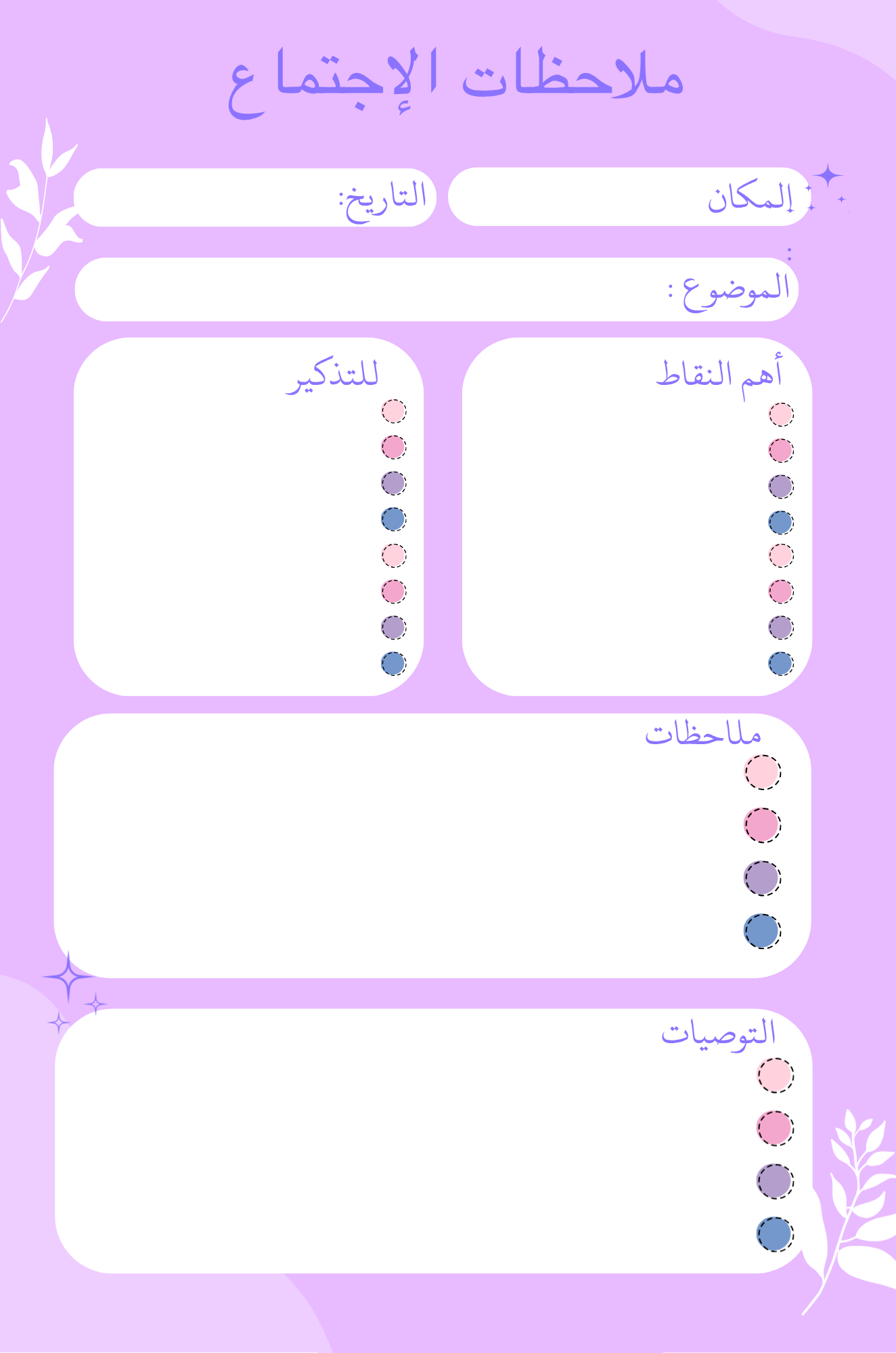 ملاحظات الإجتماع