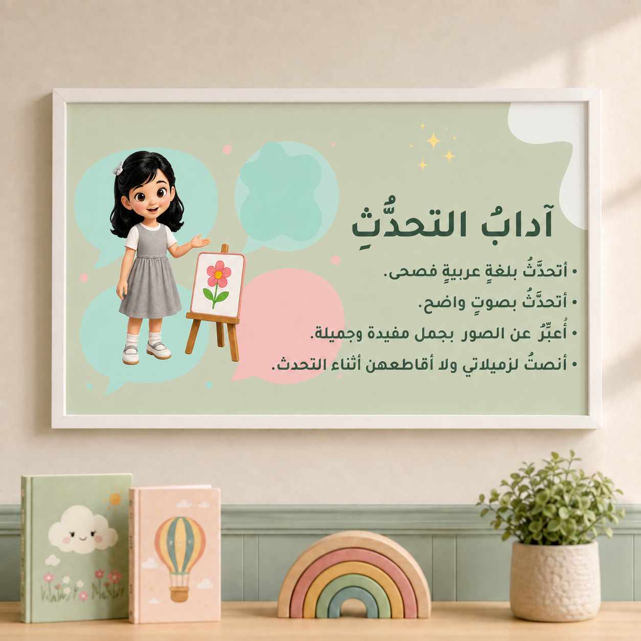 سبع لوحات قوانين القراءة وآداب التواصل رمادي