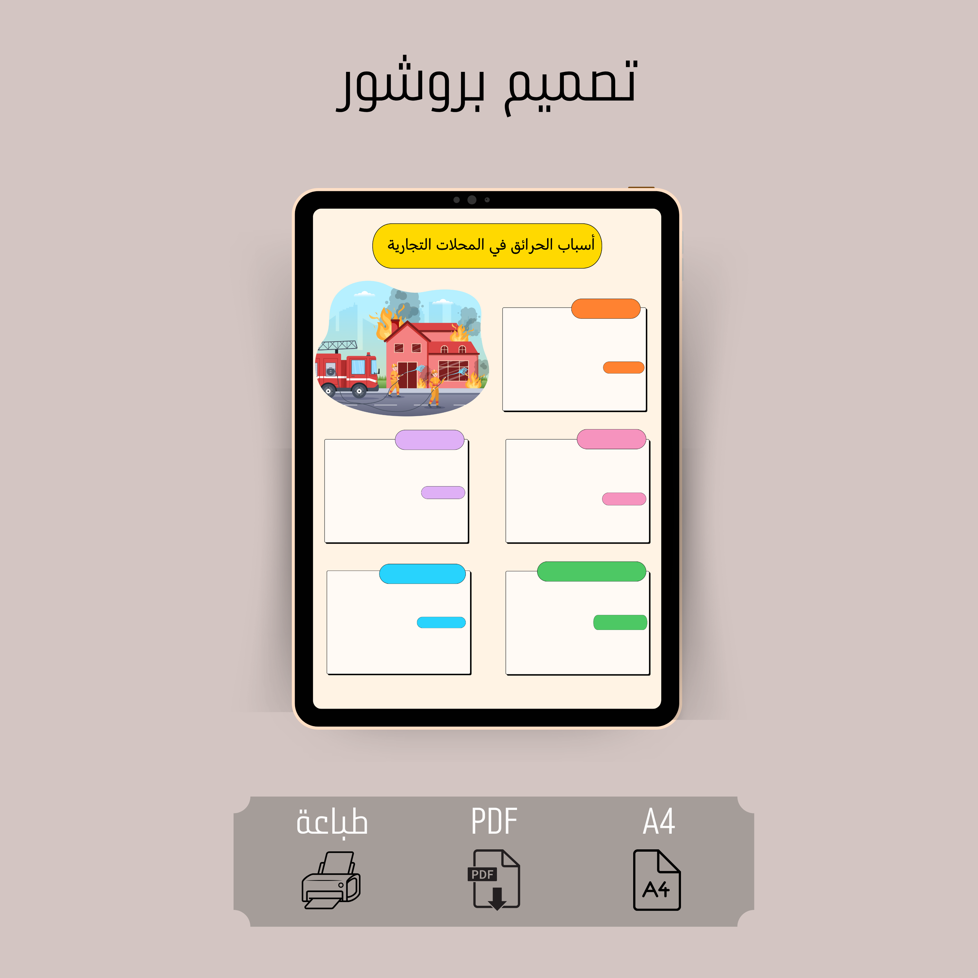 بروشور أسباب الحرائق في المحلات التجارية