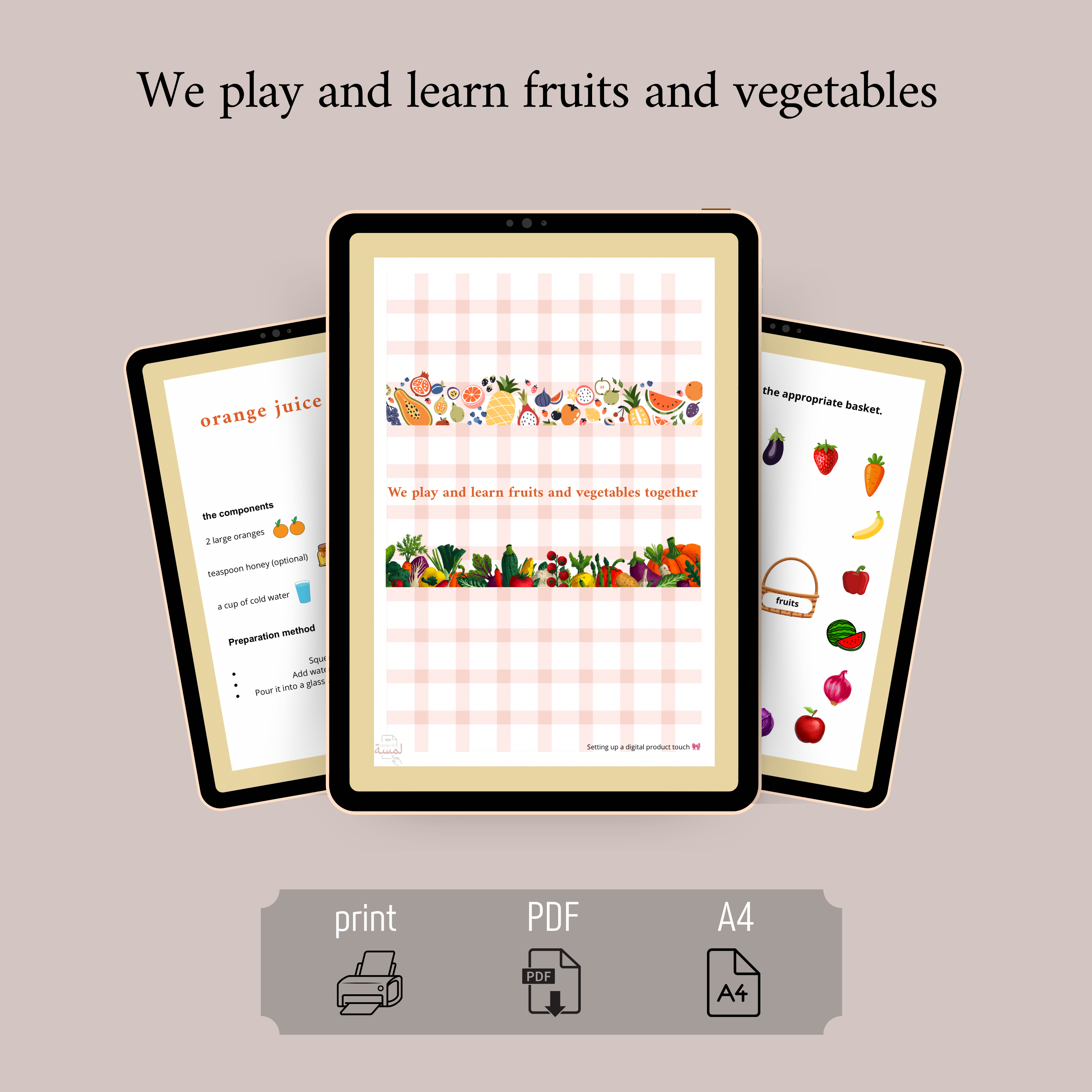 We play and learn fruits and vegetables