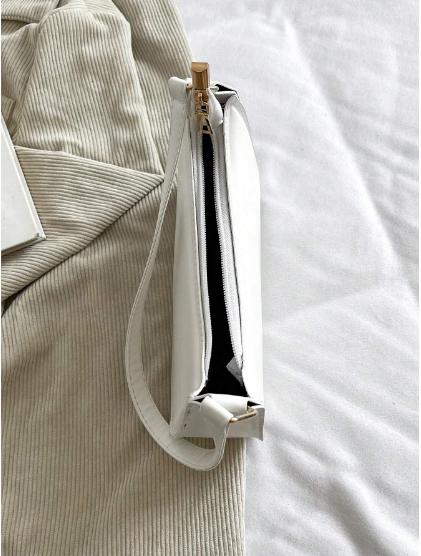 حقيبة كتف ذات لون أحادي، حقيبة نسائية بأسلوب بسيط، حقيبة هلال قمري عصرية للنساء