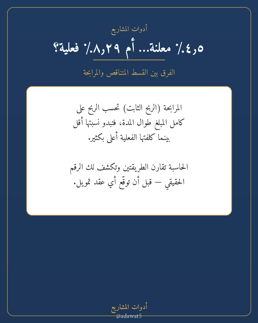 حاسبة التمويل والأقساط — ملف Excel لحساب القسط والكلفة الفعلية