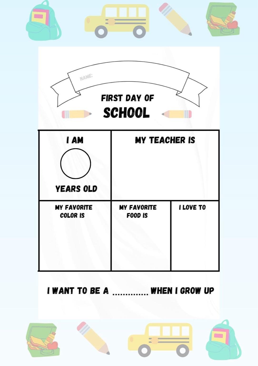 FIRST DAY OF SCHOOL - نشاط أول يوم دراسي