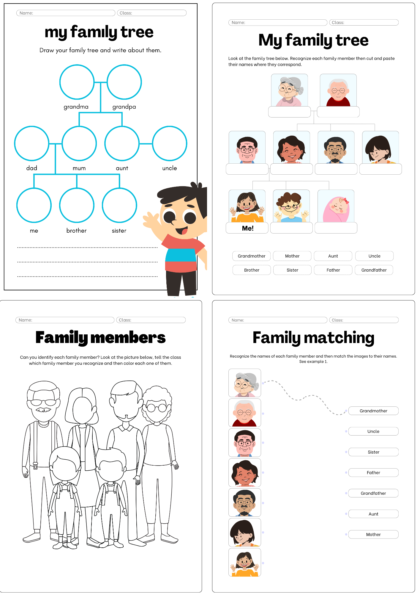 أوراق عمل درس ( my family ) مادة اللغة الإنجليزية pdf