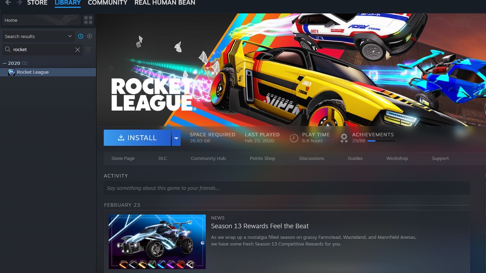 حساب روكيت ليق ستيم غير مربوط steam