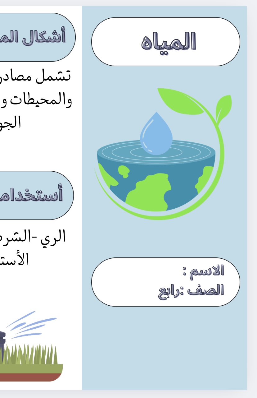 علوم درس الماء صف رابع الفصل الثاني