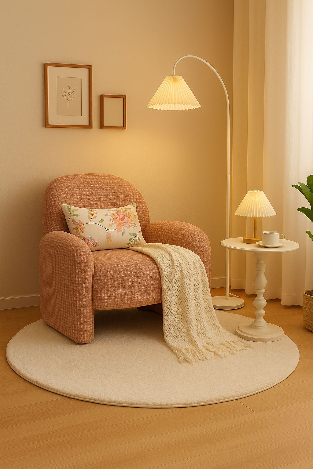 تنسيق ركن جلوس " بطابع ابيض وردي "