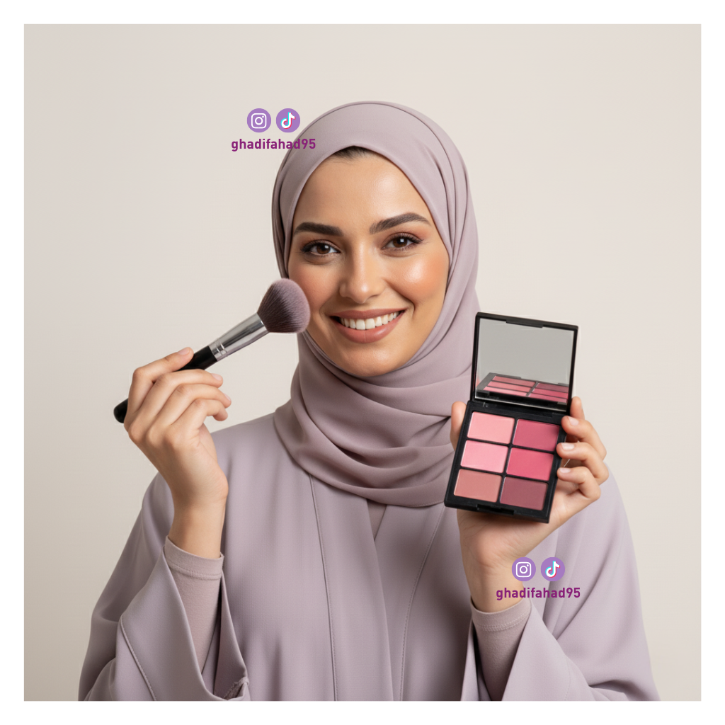 إشراقة وردية: فن المكياج والإطلالة المحتشمة الأنيقة