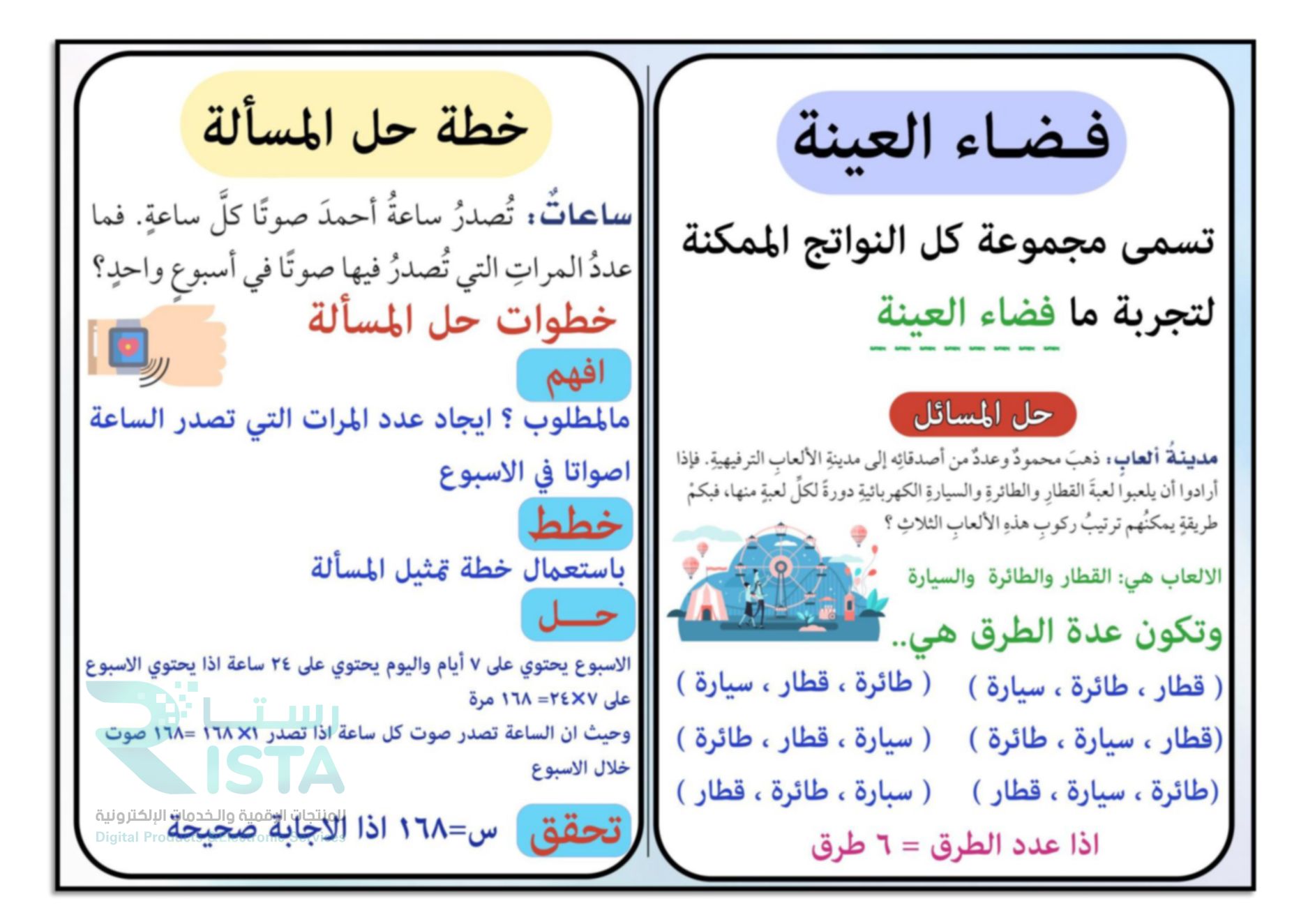 مطوية النسبة المئوية والاحتمالات رياضيات السادس الإبتدائي  الفصل الدراسي الثالث