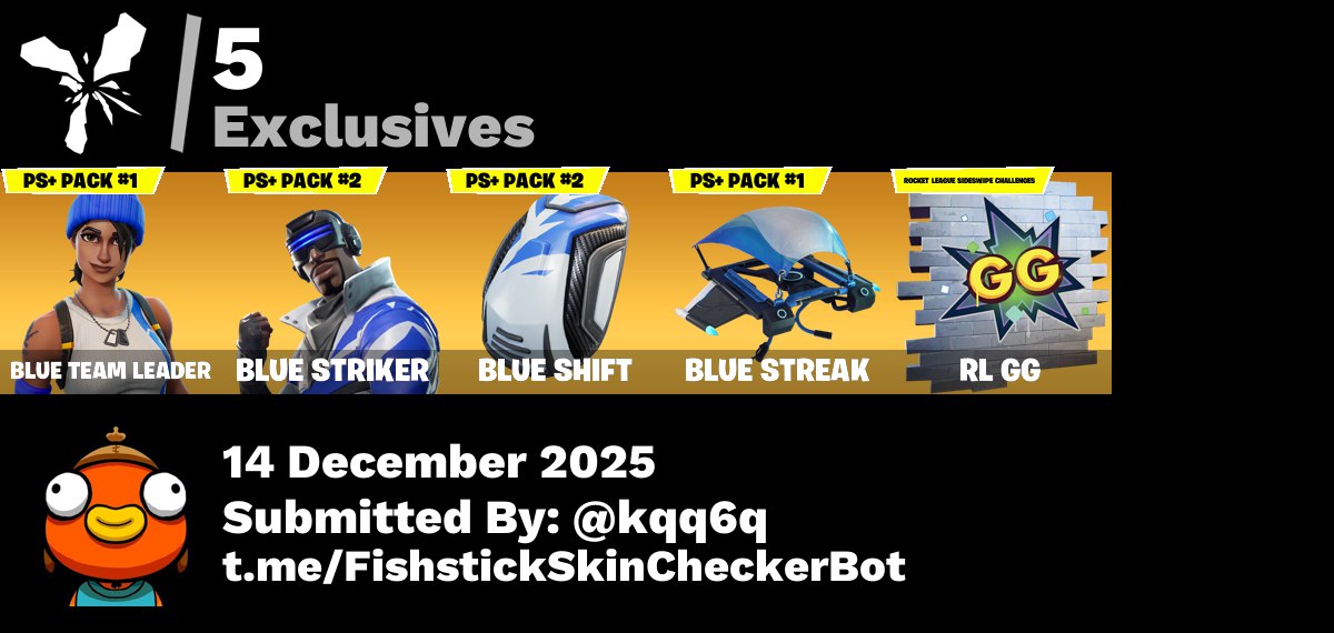 حساب فورت سكن [PC/PSN/XBOX] 5 skins | Blue Team Leader | Blue Striker | Explorer Emilie | Mr. Dappermint | Krisabelle | Blue Shift | Spectra Protector | Octane Cruiser | 100 VB