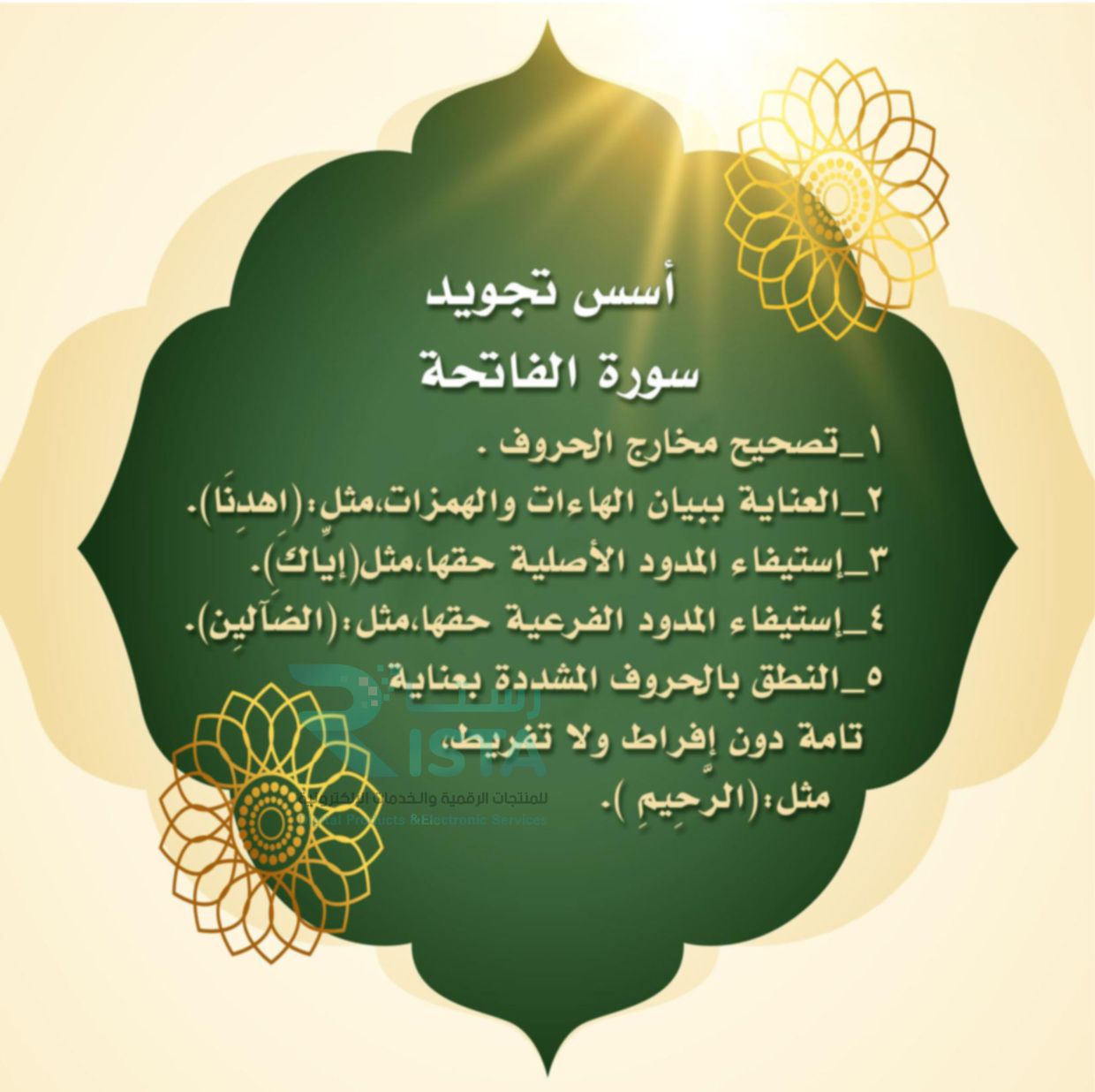 مطوية تجويد سورة الفاتحة القرآن الكريم تجويد السادس الإبتدائي  الفصل الدراسي الثاني