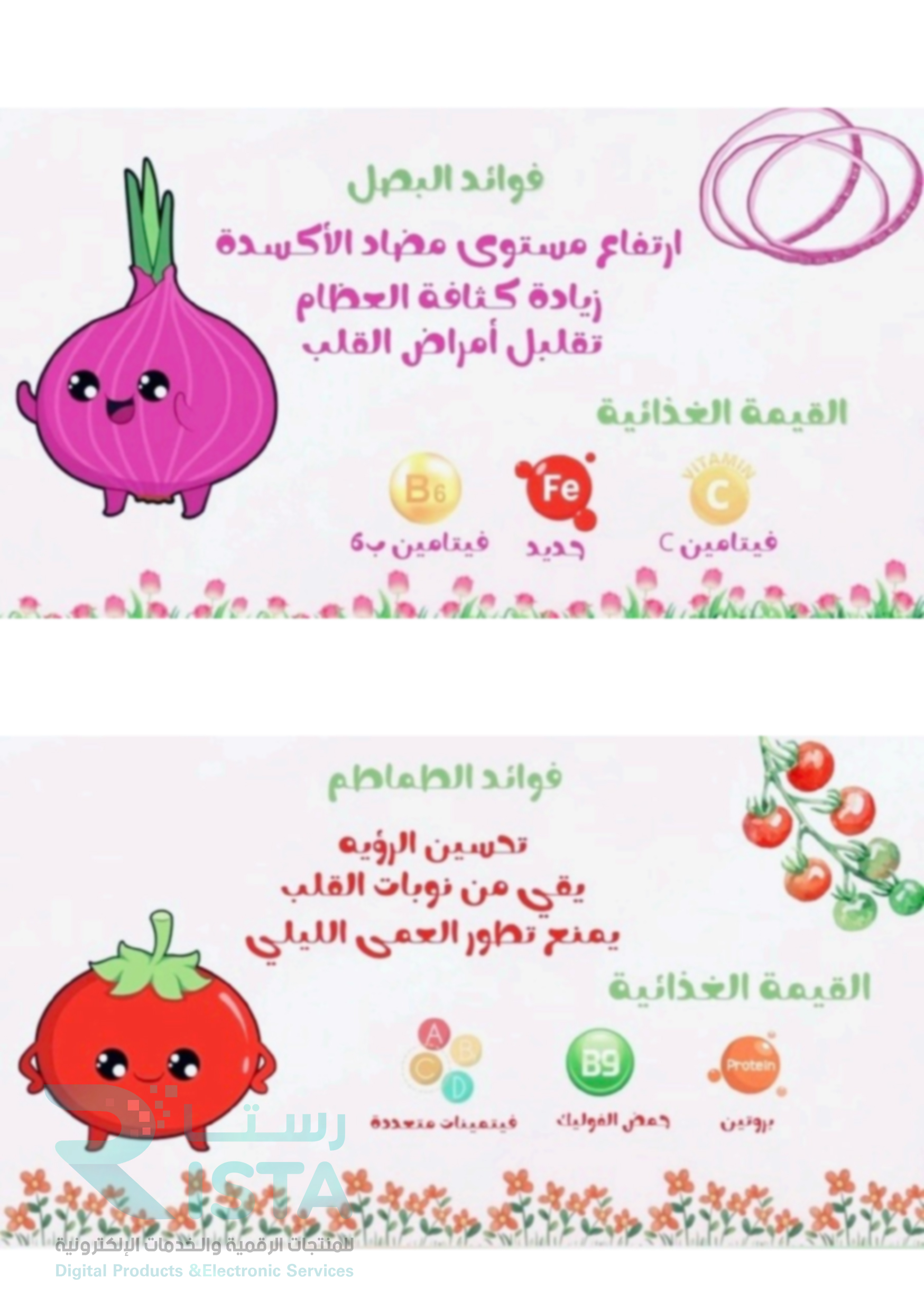 مطوية الفواكة و الخضروات مهارات أسرية رابع ابتدائي  الفصل الدراسي الأول