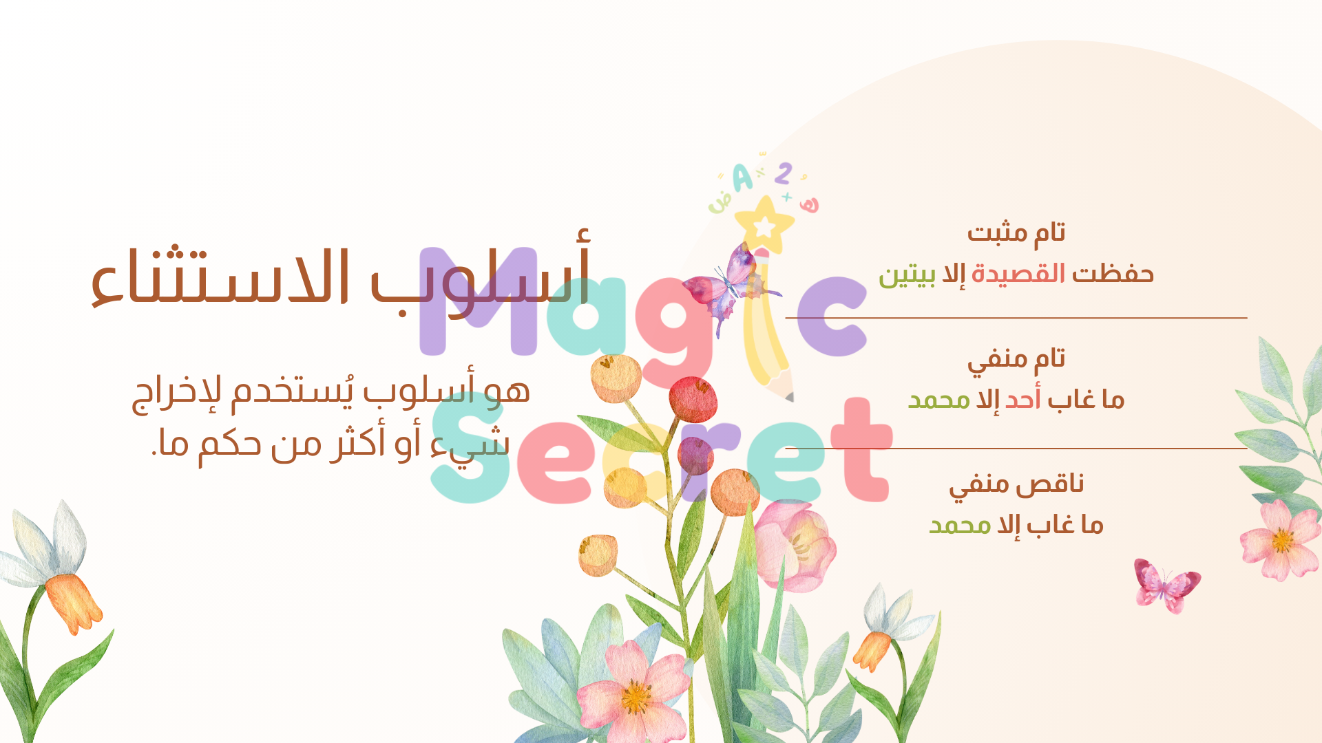 عرض باوربوينت الأساليب النحوية (الاستثناء)