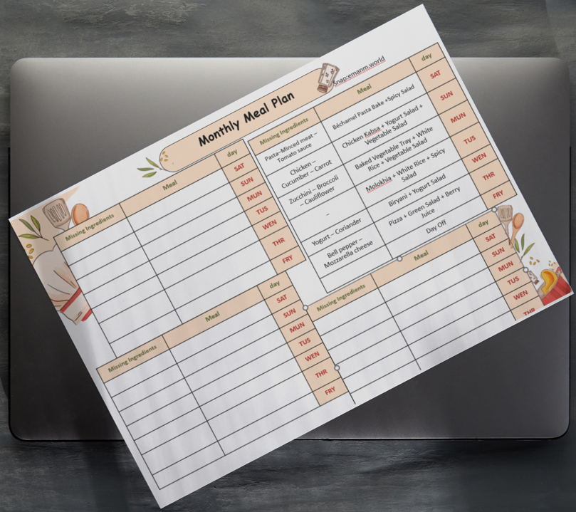 Weekly & Monthly Meal Planner | Printable PDF for Household Helpers
