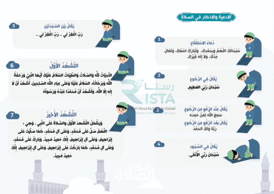 مطوية أذكار الصلاة دراسات إسلامية الثاني الإبتدائي  الفصل الدراسي الثاني