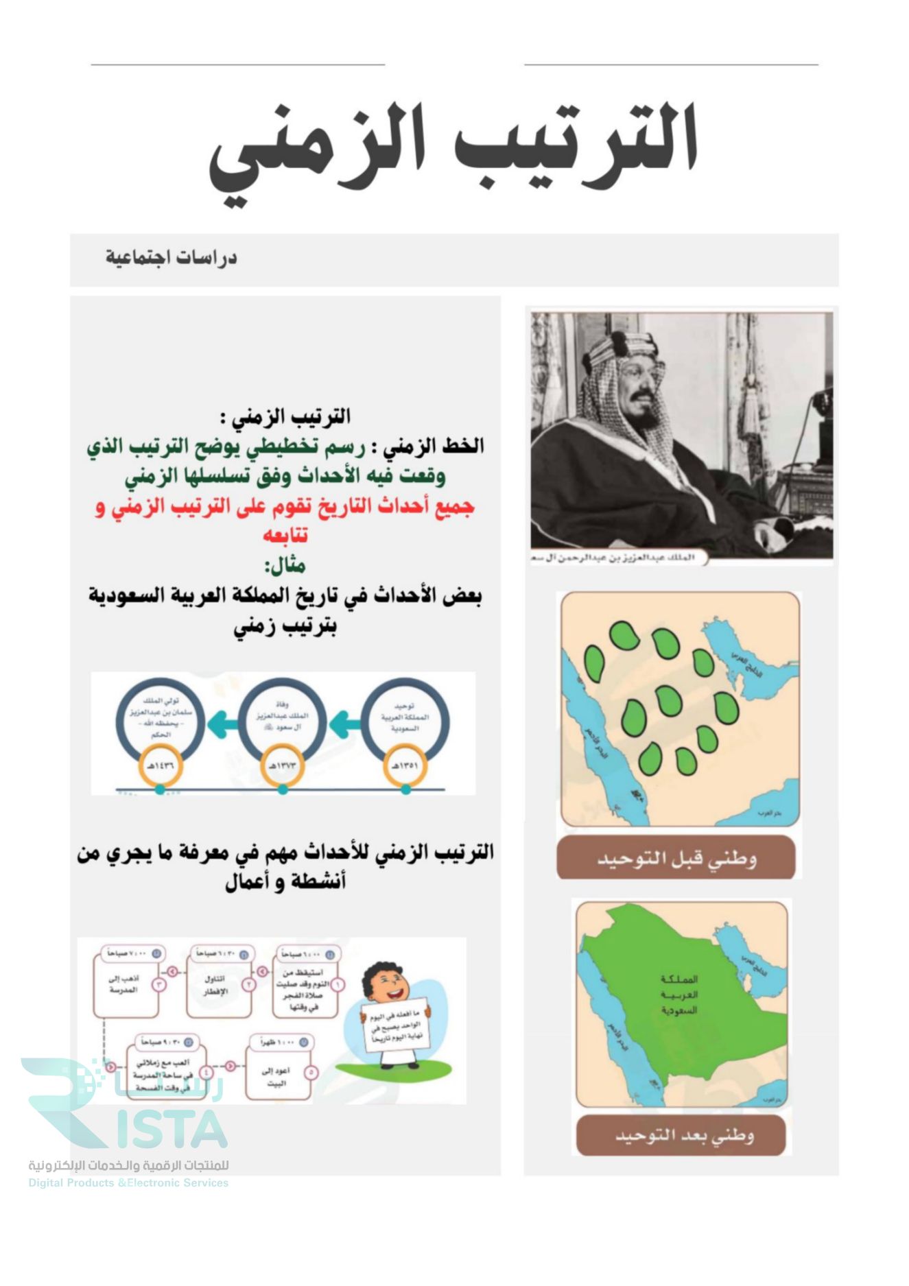 مطوية مفهوم التاريخ دراسات اجتماعية رابع ابتدائي  الفصل الدراسي الأول