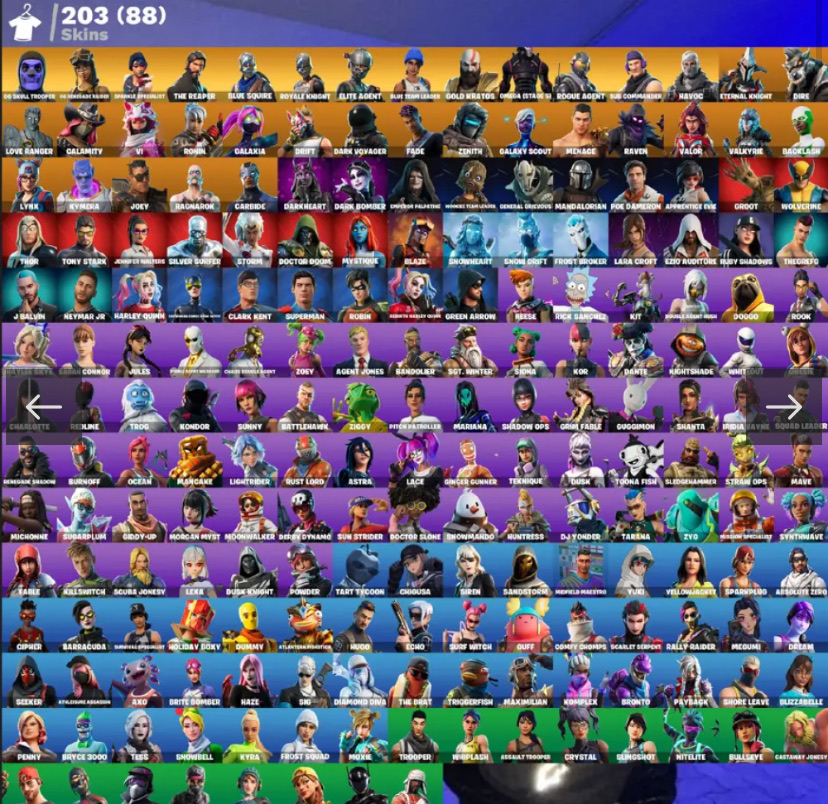 بنت الطيارة السودة + اسكلتون البنفسجي + السيزون الثاني + السيزون الثالث + حزم تويتش + اكس كريتوس + مظلة ماكو 203 سكن