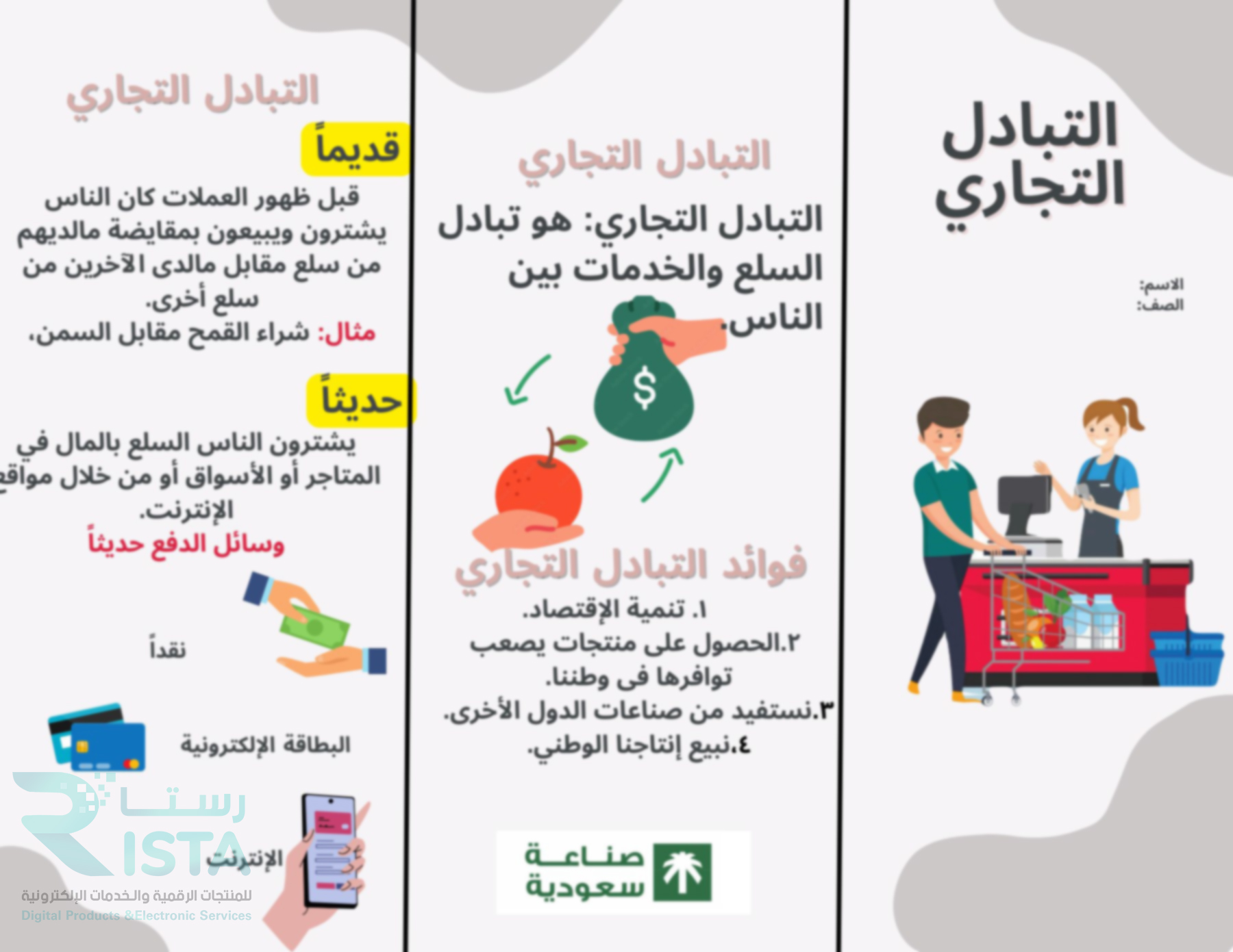 مطوية التبادل التجاري  دراسات اجتماعية  رابع ابتدائي  الفصل الدراسي الثاني