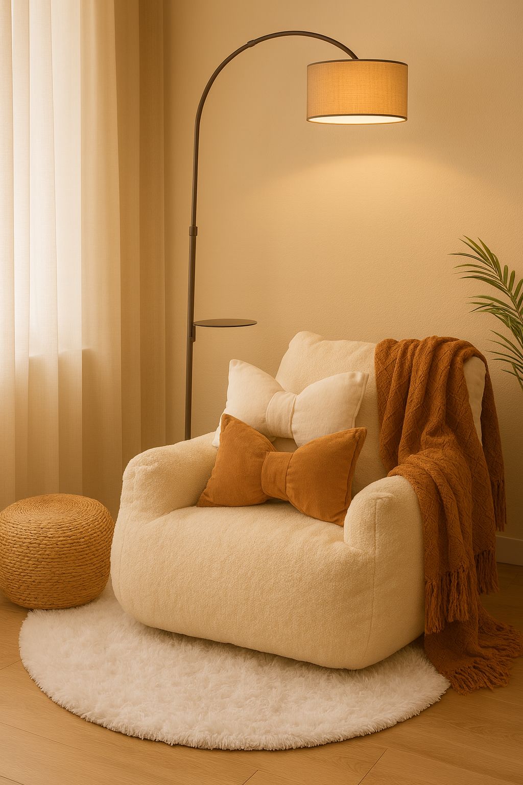 تنسيق ركن جلوس " بطابع بني وأبيض "