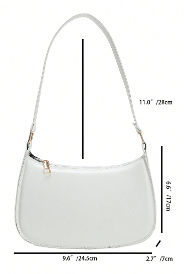 حقيبة كتف ذات لون أحادي، حقيبة نسائية بأسلوب بسيط، حقيبة هلال قمري عصرية للنساء