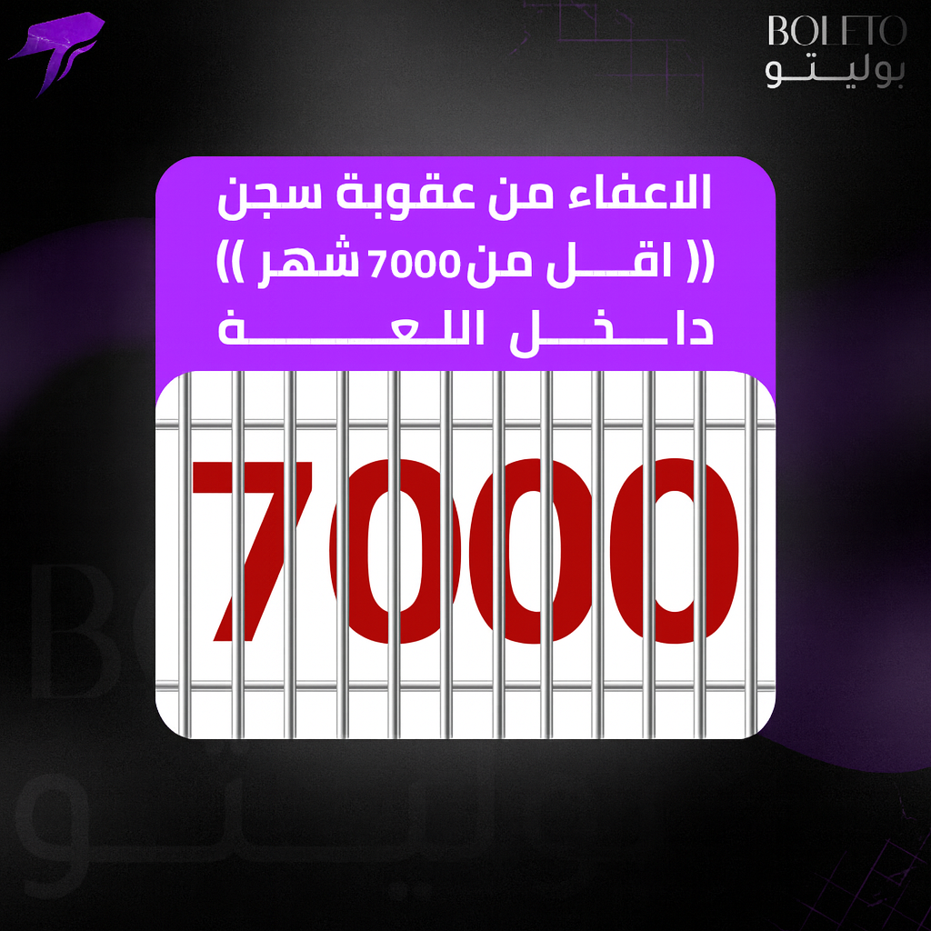الاعفاء من عقوبة سجن (( 7000 شهر او اقل  )) داخل اللعبه