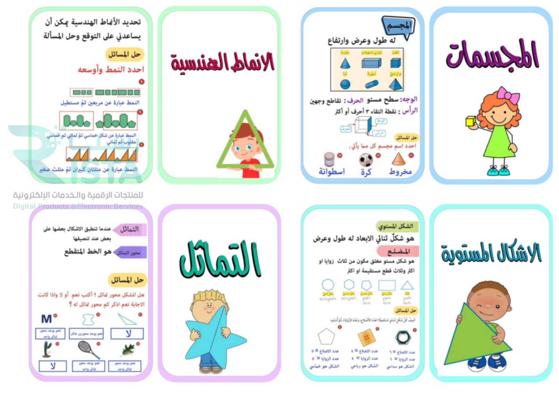 مطوية الأشكال الهندسية رياضيات الثالث الإبتدائي  الفصل الدراسي الثالث