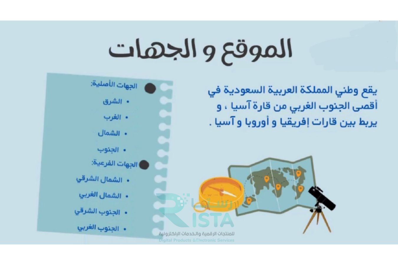 مطوية مفهوم الجغرافيا دراسات اجتماعية رابع ابتدائي  الفصل الدراسي الأول