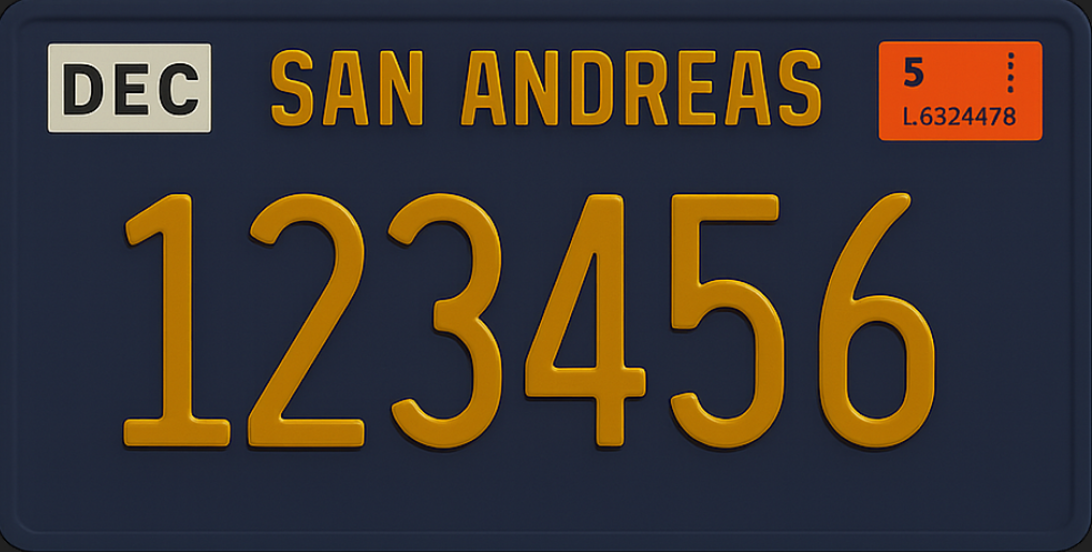 لوحة سيارة من ست حروف و ارقام