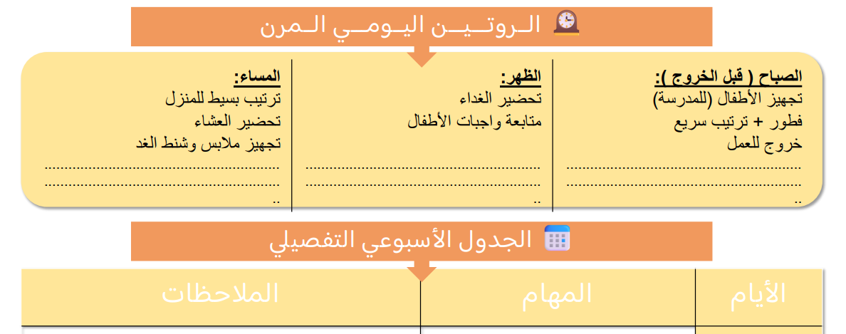 روتين أم عاملة | جدول أسبوعي يخفف الضغط