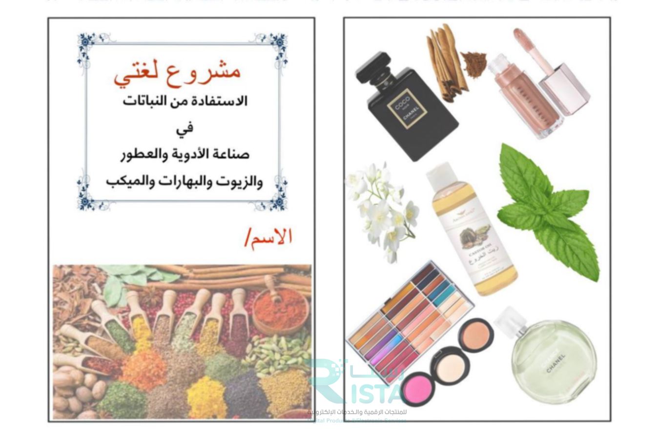 مطوية الاستفادة من النباتات في صناعة الأدوية والعطور لغتي رابع ابتدائي  الفصل الدراسي الأول