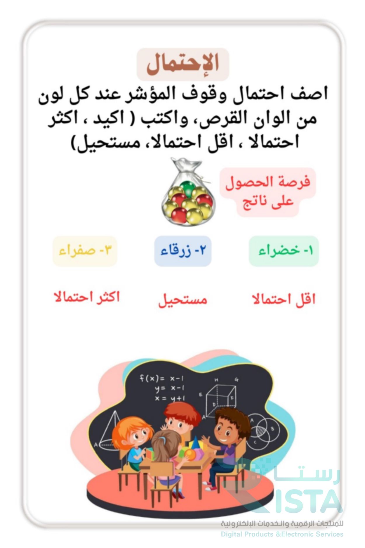 مطوية تنظيم البيانات وعرضها وتفسيرها رياضيات رابع ابتدائي  الفصل الدراسي الأول