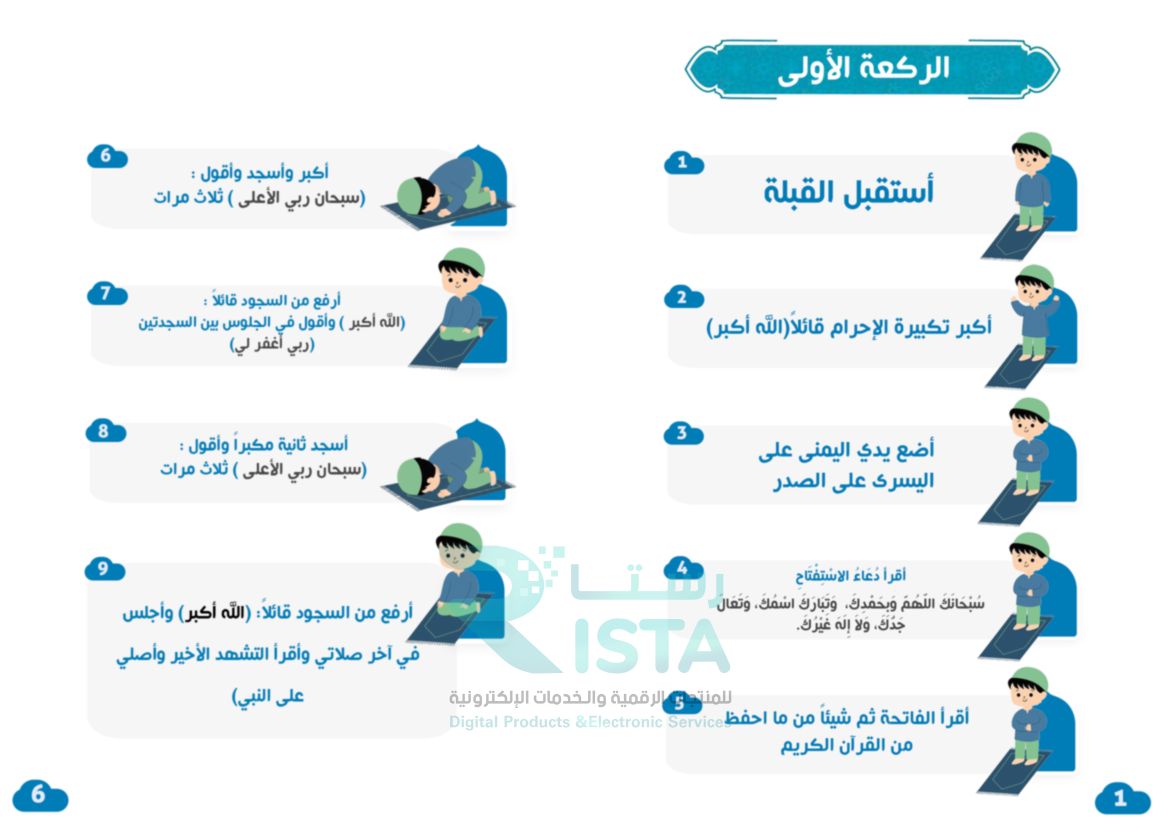 مطوية الصلاة دراسات إسلامية الأول الإبتدائي  الفصل الدراسي الثاني