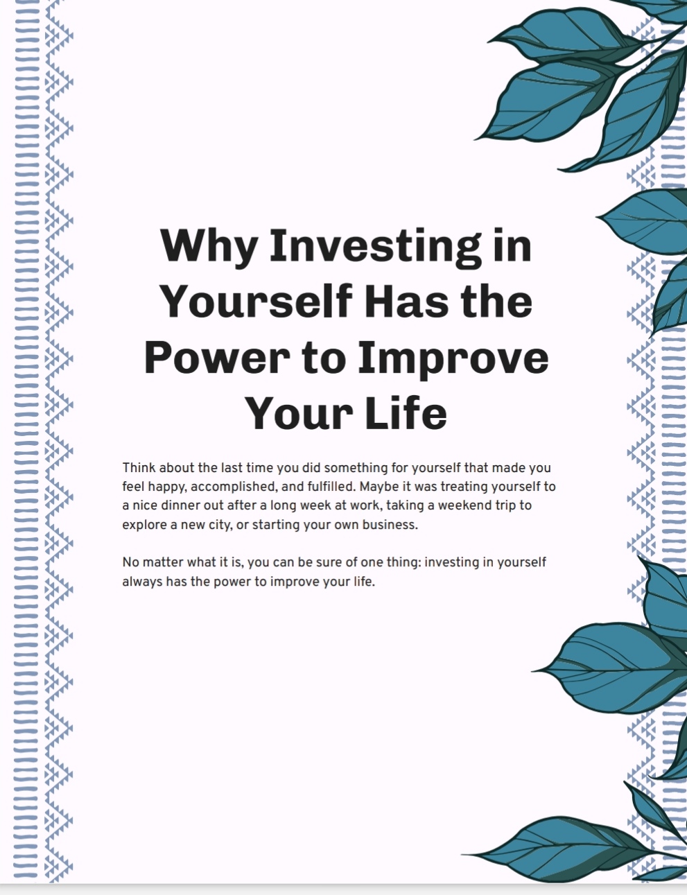 Why Investing in Yourself Has the Power to Improve Your Life. دوره باللغه الانجليزيه. لماذا يمتلك الاستثمار في نفسك القدرة على تحسين حياتك