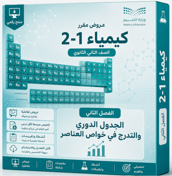 عروض دروس الفصل الثاني ( الجدول الدوري و التدرج في خواص العناصر  ) مقرر كيمياء 2-1