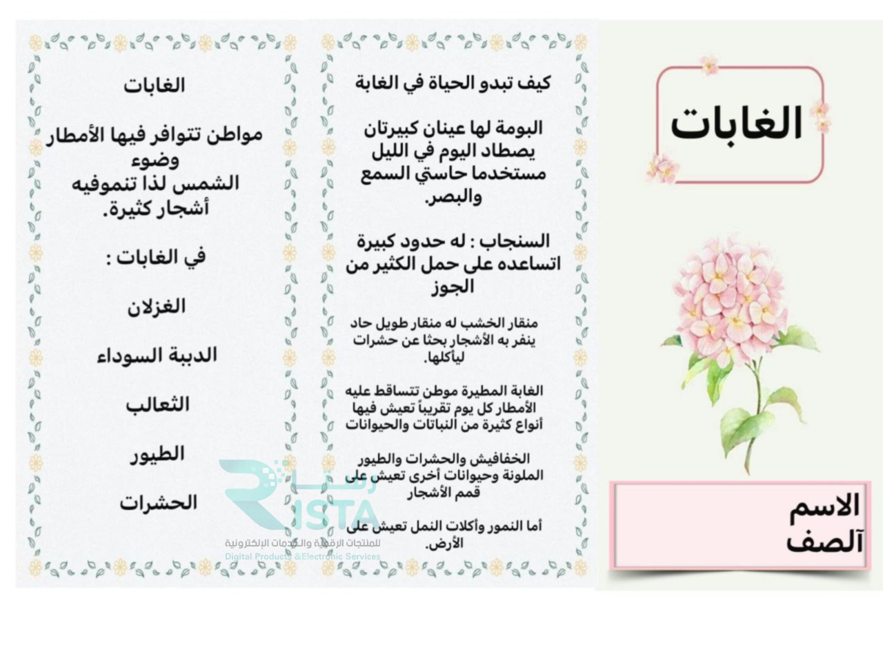 مطوية الغابات علوم الثاني الإبتدائي