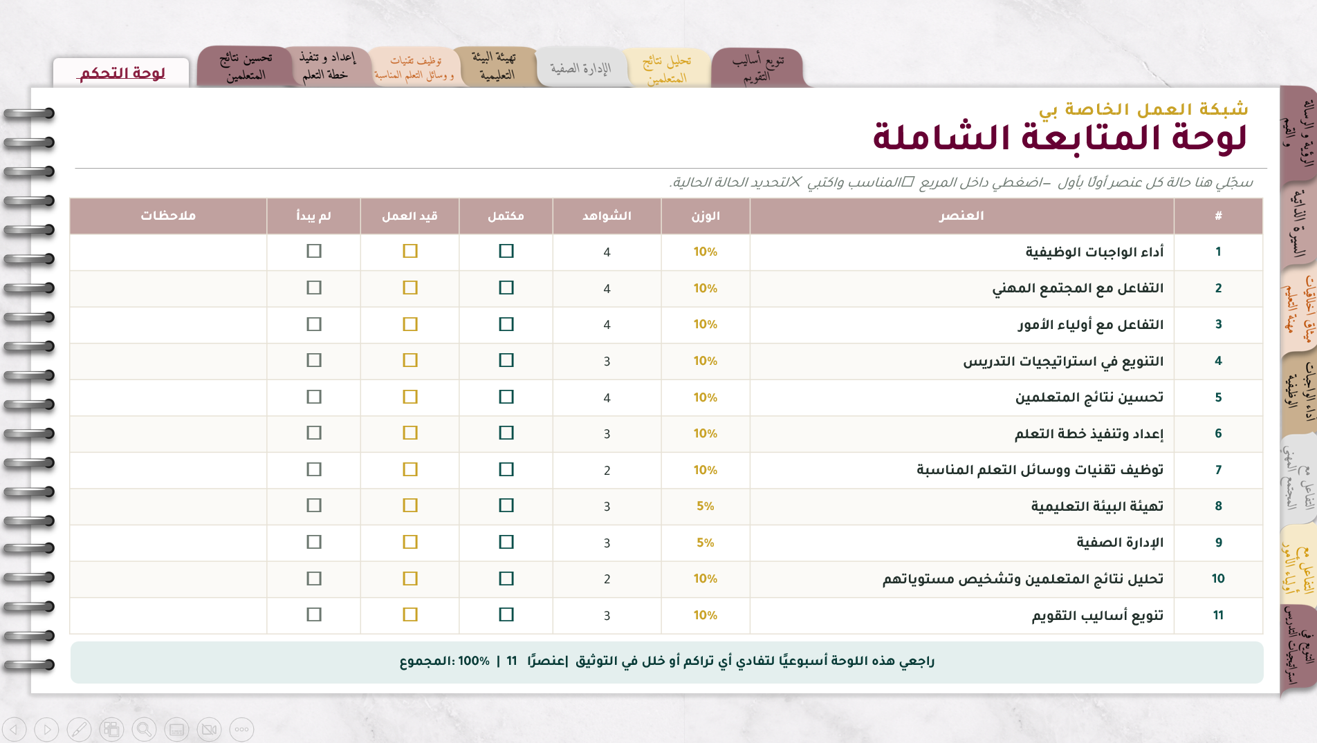 ملف انجاز المعلمة التفاعلي